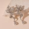 Chic Rhinestone Flower & Teardrop Silver Earrings - Elegant European & American Style