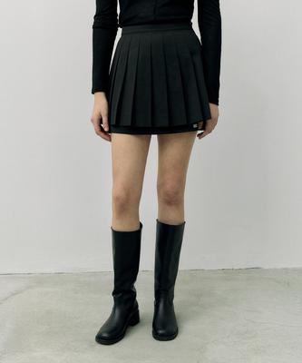 Lora Lora Logo Pleats Mini Skirt Black