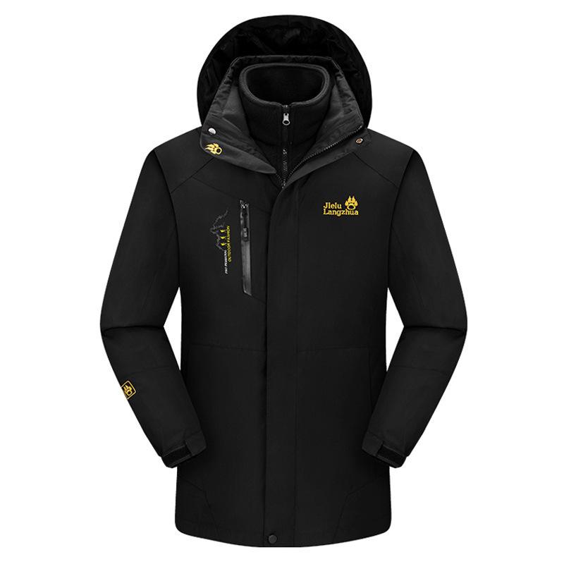 Men s 3-in-1 Winter Coats Snow Ski Jacket Waterproof Windproof Fleece Lined Winter Jacket Parka S чёрный