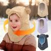 Bear Ear Ear Protection Cap Thickened Balaclavas Hats Scarf Set Children Hooded Scarf Set  Outdoor