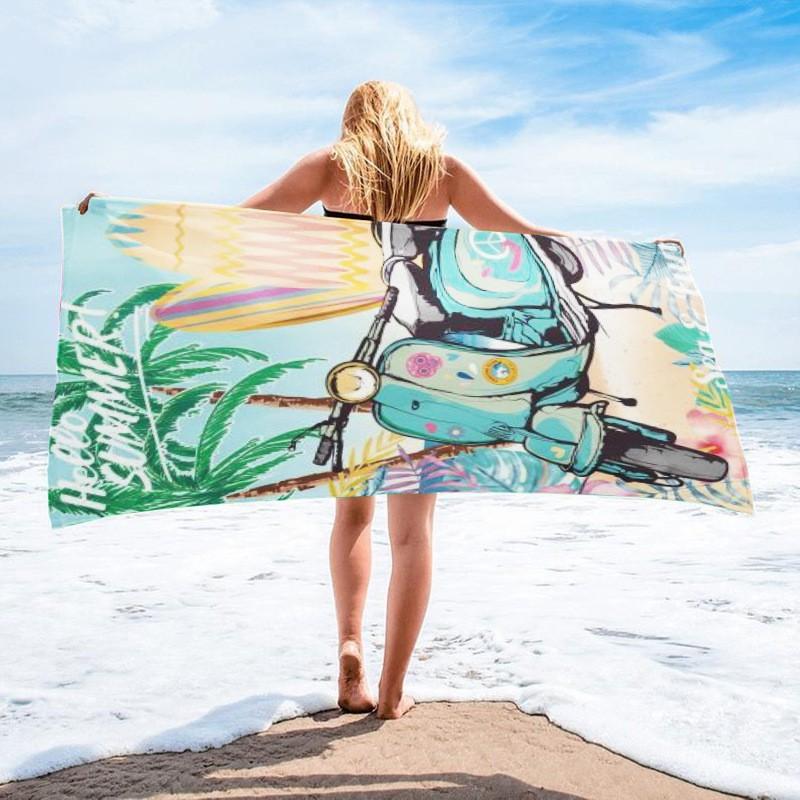 Ultra Absorbent Microfiber Beach Towel With Sea Turtle Print Quick Dry Large Size 70x140cm Pool Vacation Travel