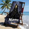 Custom Name Personalized Black Adam Print Beach Towel, for Trip Camping Beach Party Home Decor, Birthday Gift for Family & Friends