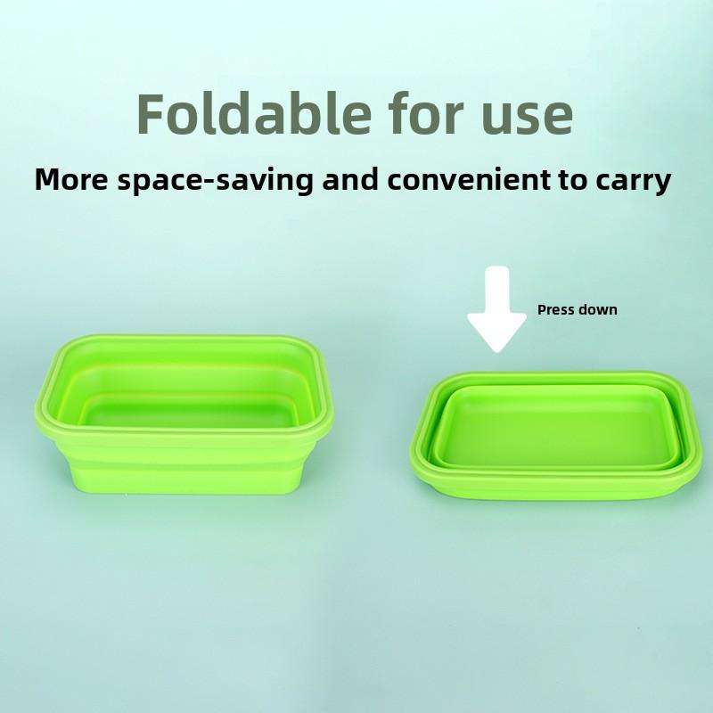 Silicone lunch box, foldable microwave silicone lunch box, refrigerator storage box, food preservation box, outdoor foldable lunch box 500ML