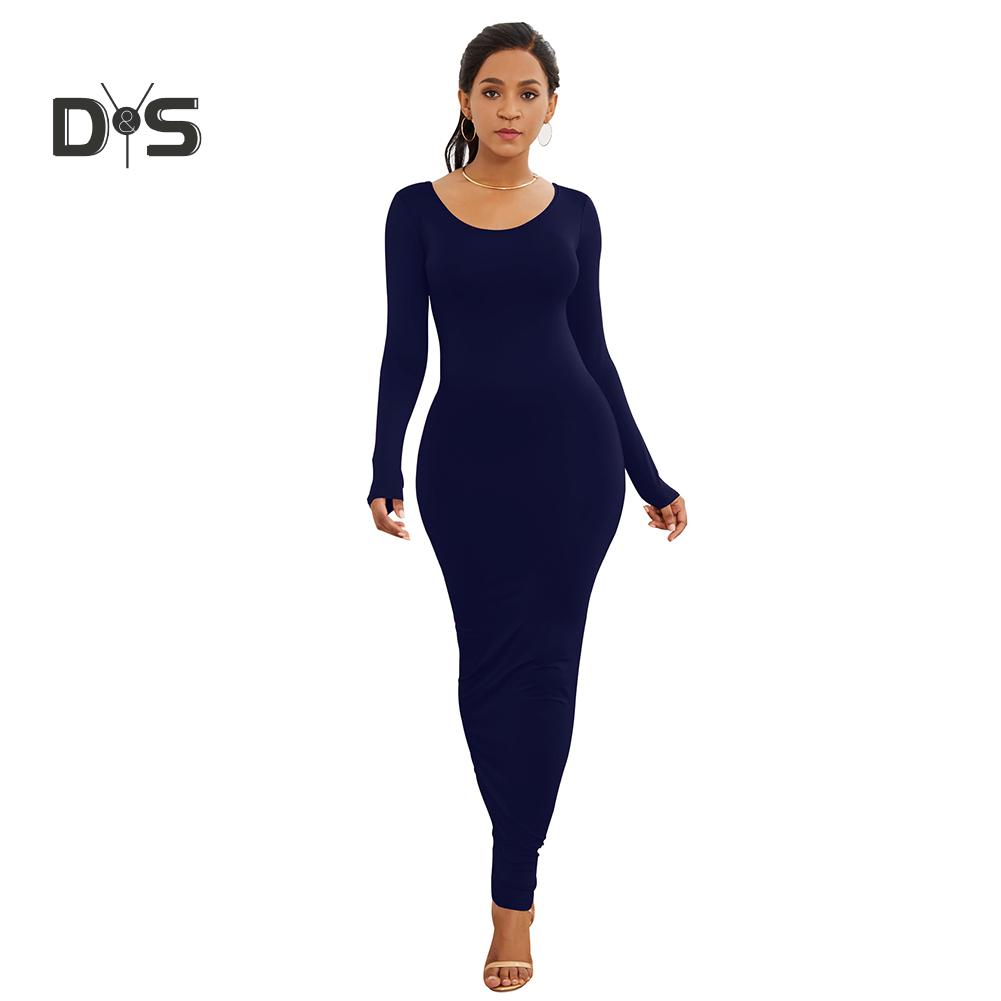 Round Neck Bodycon Maxi Dress 
