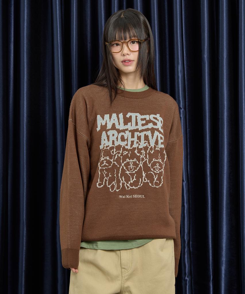 WAIKEI Maltese Archive Line Graphic Knit Ver.2 Brown