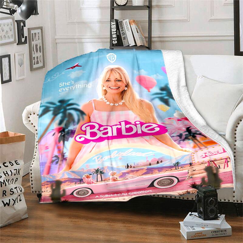 1pc Barbie Dreamland Adventure Cartoon Blanket,Portable Throw for Travel & Camping, All Season Cozy Blanket,Ideal Gift