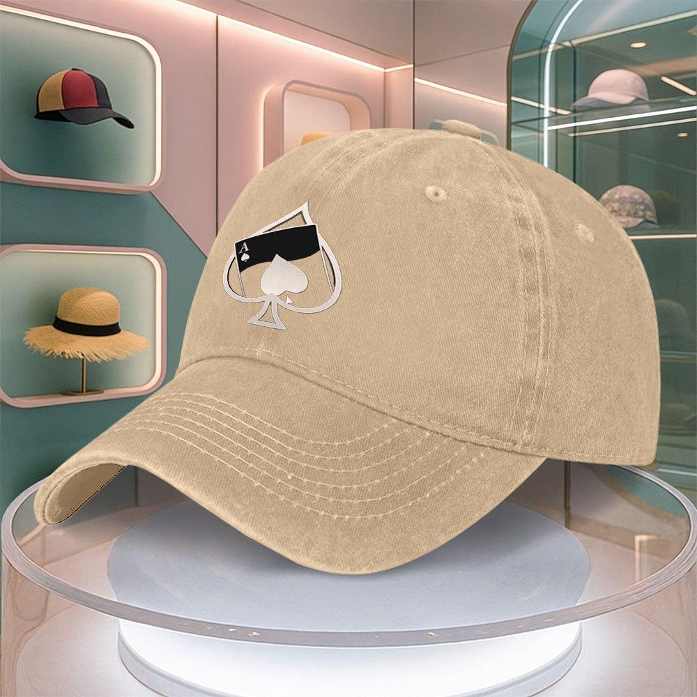 Spade Poker Card Print Mens Baseball Cap Curved Brim Dad Hat Adjustable Duck Tongue Cap Multiple Colors
