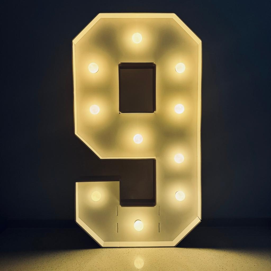 1Pc 91.5CM/36Inch Light Up Digital Marquee Frame Warm Lights KT Board Number 0-9 Plug-in KT Board  Birthday Party Decorative Light Anniversary Decor
