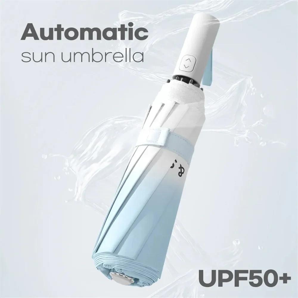 

Modern Design Automatic Umbrella Sun UV Protection Folding Umbrella Patio Parasol Portable Gradient Women Umbrellas Sunshade
