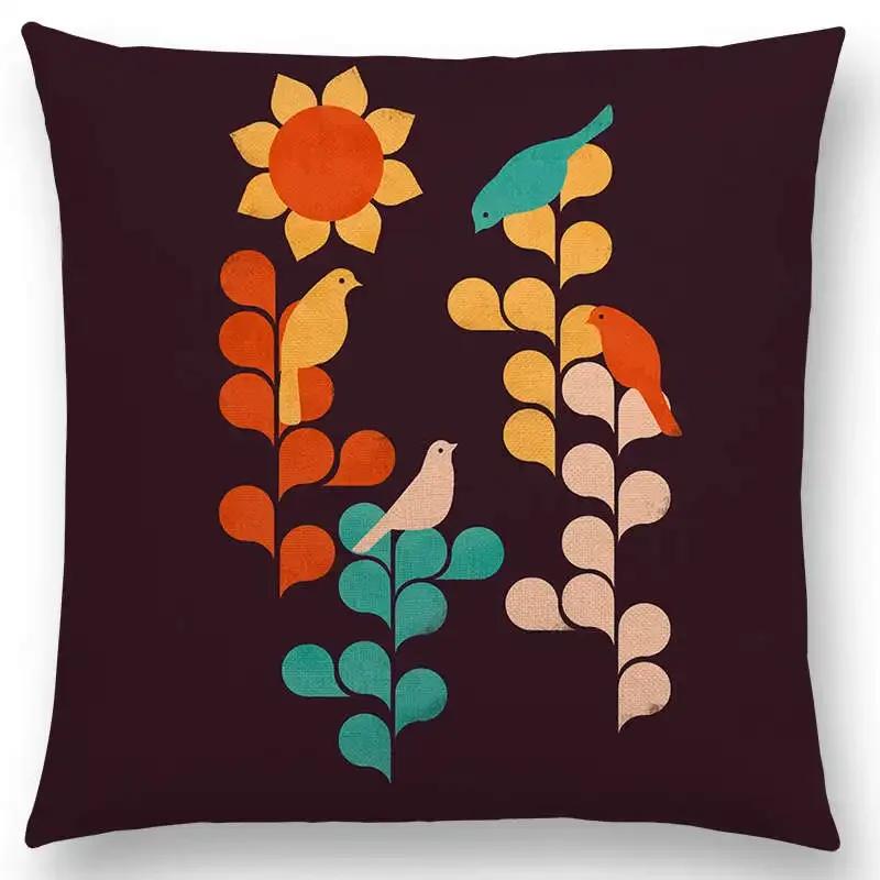 Najnowsze Wspaniałe Kolorowe Ptaki Sztuka Abstrakcyjna Paw Wrona Sowa Orzeł Koliber Poszewka na Poduszkę Sofa Poduszka Dekoracyjna