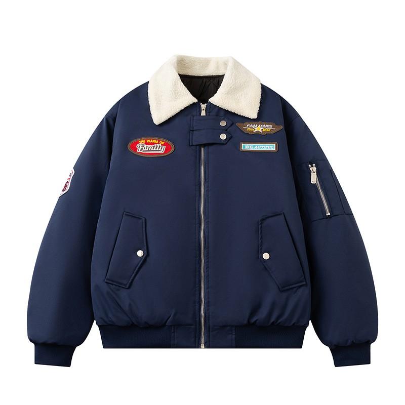Mens Winter Fleece Collar Puffer Jacket Unisex Warm Plus Size Casual Outerwear