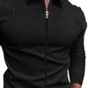 Men Solid Color Long Sleeve Shirt Autumn Winter Breathable Simple And Elegant Top Lapel Zipper Placket Outdoor Sports T-Shirt with