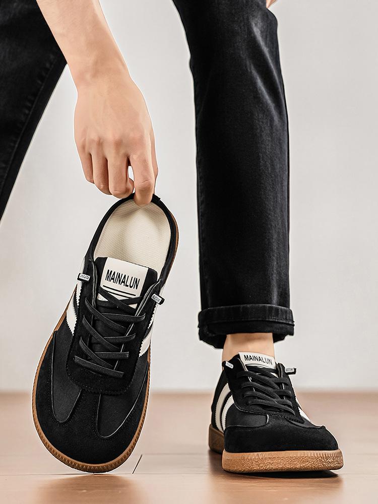 Popular large-size men's shoes, fattened wide last slippers, round head lace-up casual big head slippers