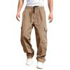 Spring And Autumn New Trendy Solid Color Men's Overalls Loose Straight Casual Trousers Men's Overalls Pocket Pants Large Size