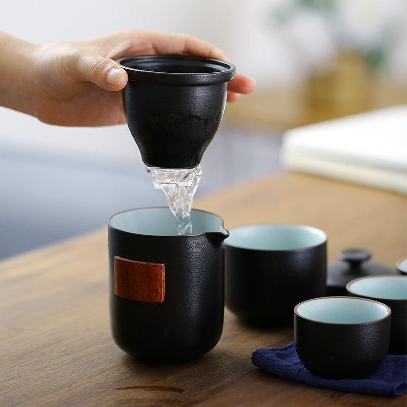 Portable Kung Fu Tea Set Ceramic Quick Tea Cup One Pot Four Cups
