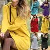 Cozy Womens Winter Long Sleeve Tunic Tops Pullover Hoodie Dress In Six Colors