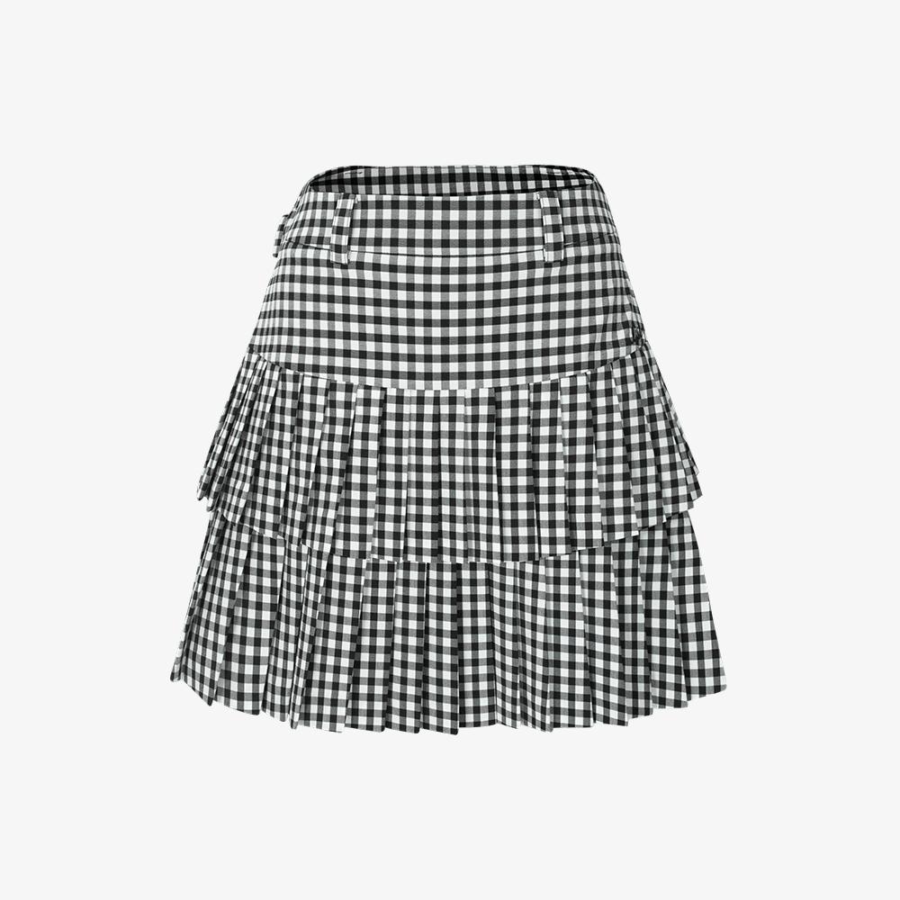 Rick Gingham Check Tiered Culottes (Black)