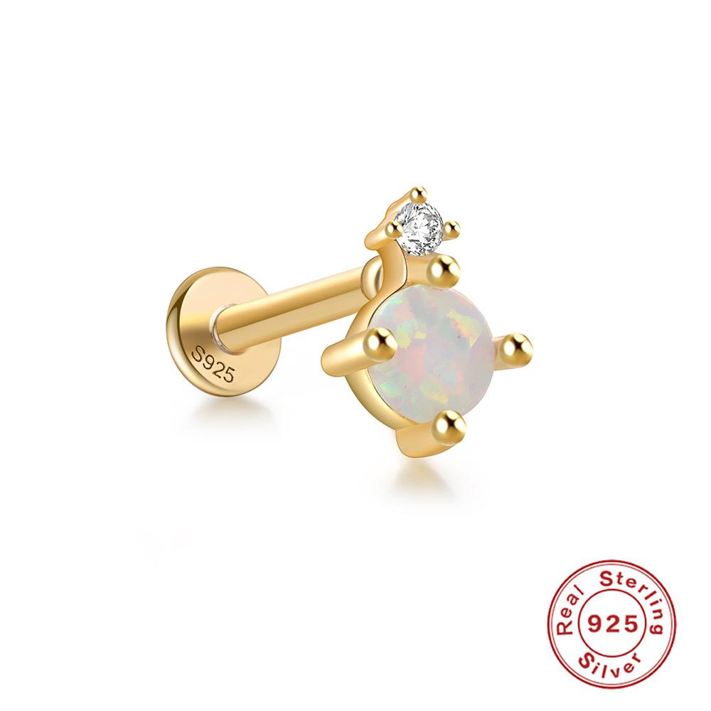 S925 Sterling Silber Opal Flachkopf Innengewinde Piercing Knorpel Ohrstecker Ohrringe Premium Sense Opal Flachboden Ohrringe