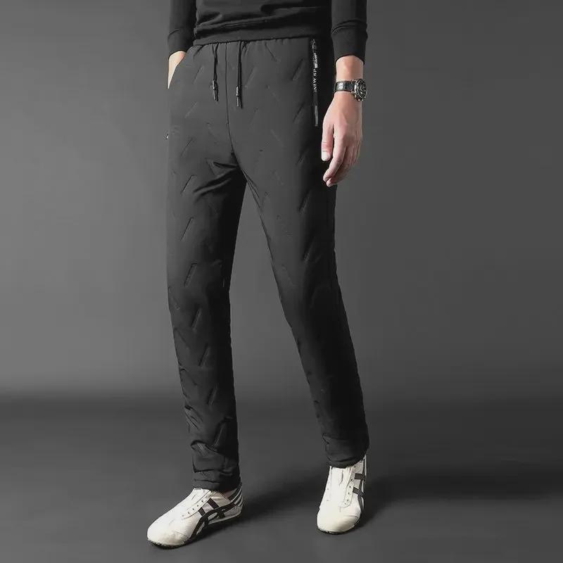 Men's Winter Fleece-Lined Waterproof Windproof Pants - Thick, Warm, and Comfortable for Middle-Aged Dads