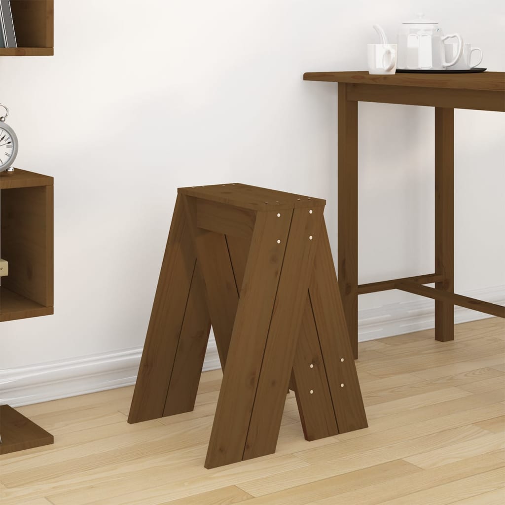Stool Set 2 Pcs Honey Brown 40 X 40 X 60 Cm Solid Pine Wood