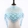 Korean Women Winter Long Neck Protection Plush Warm ShawlSolid Sequin Fragmented Flower Embroidery Lace Tassel Triangle Scarf