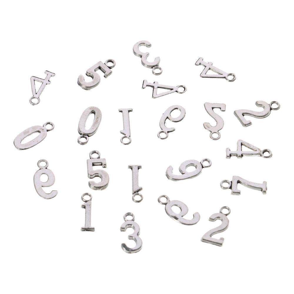 100pcs Sliver Numbers Charm Pendants Number 0-9 Alloy Charms Pendants for DIY Crafts