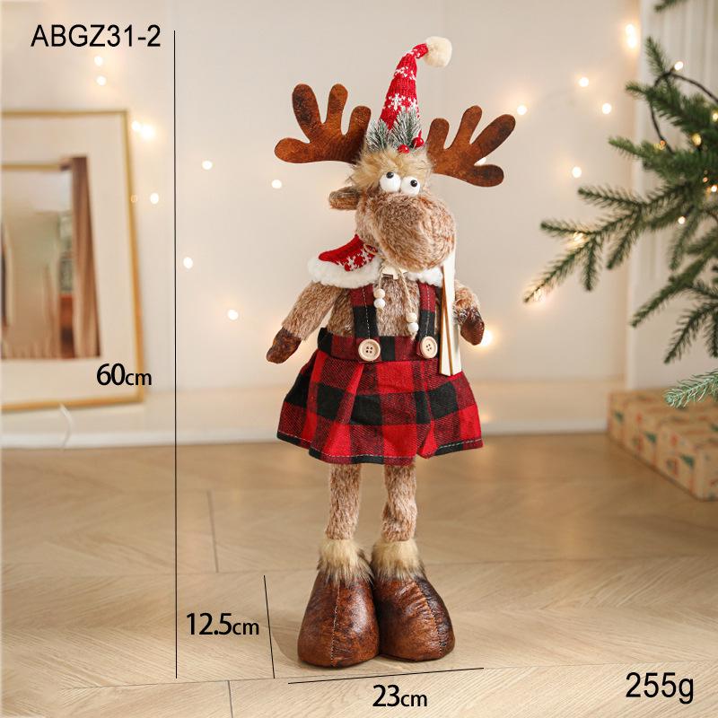 Large Retractable American Cartoon Plush Elk Christmas Ornament Doll