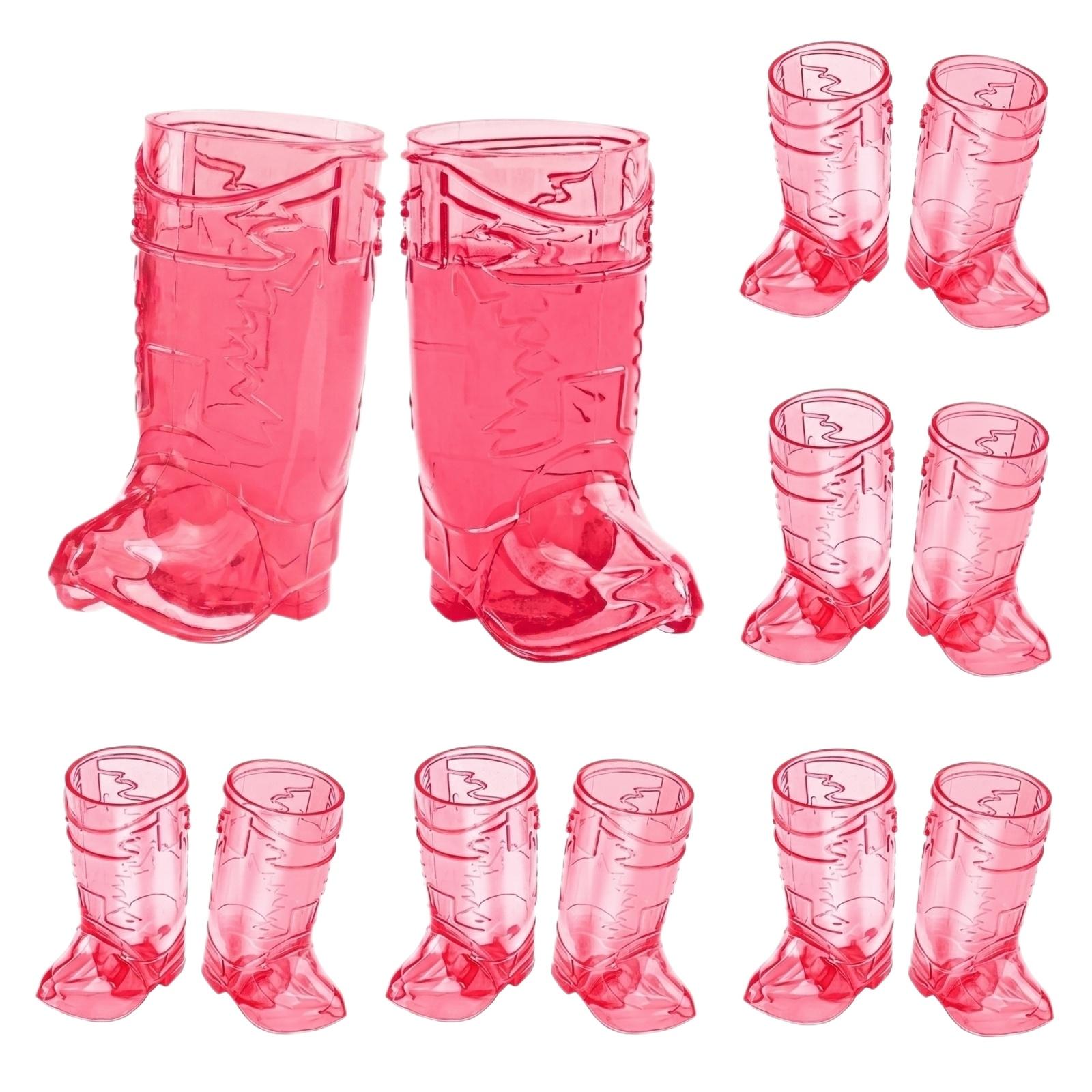 

10pc Cowboy Boot Plastic Shot Glasses Set Novelty Western Style Party Drinkware Durable Reusable Plastic Material Unique Boot Shape Design One Size красный