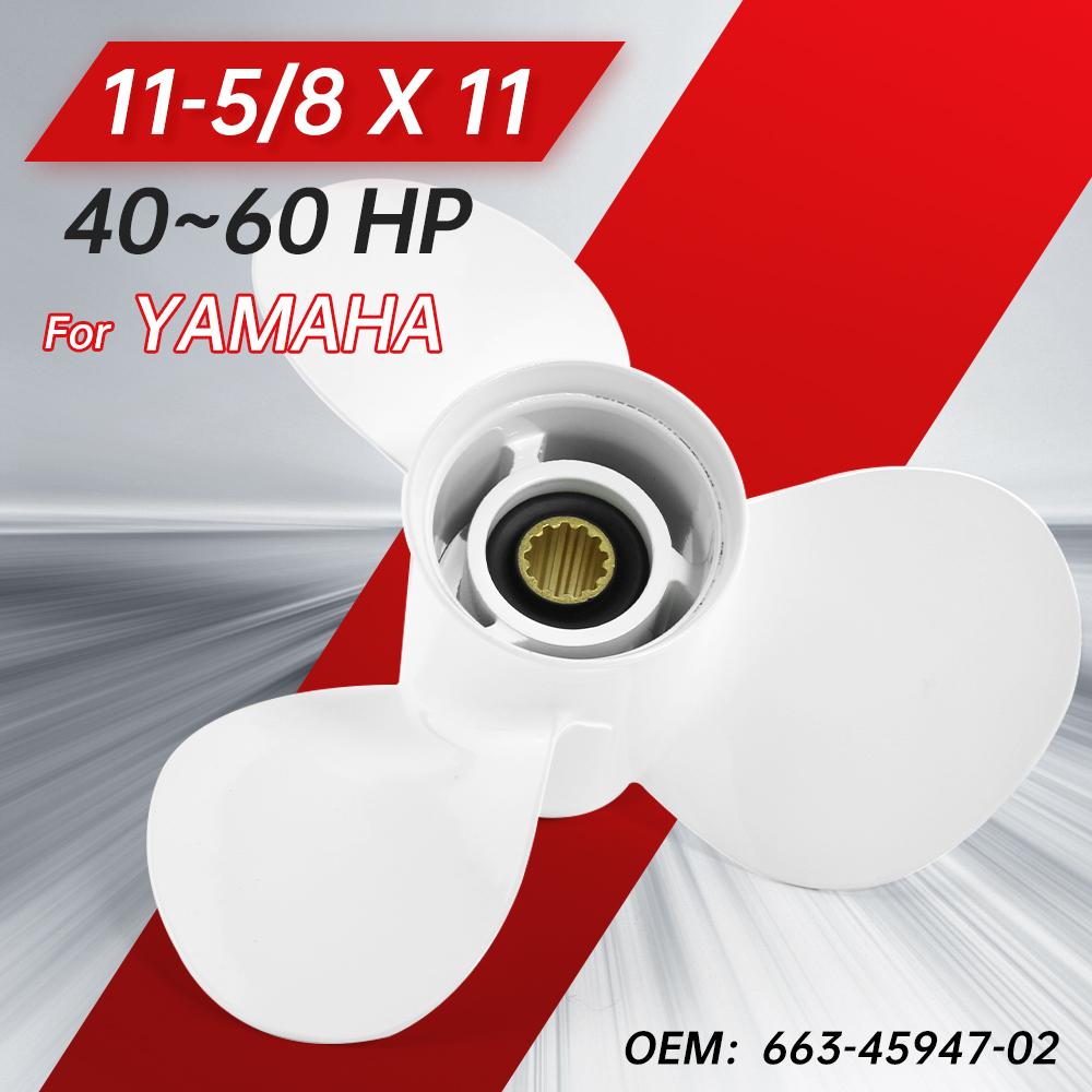 

Для подвесного гребного винта Yamaha 11-5/8x11,3 лопасти, винт из алюминиевого сплава, 13 шлицев 663-45947-02 для двигателей 20, 30, 40, 48, 50, 60 л.с.