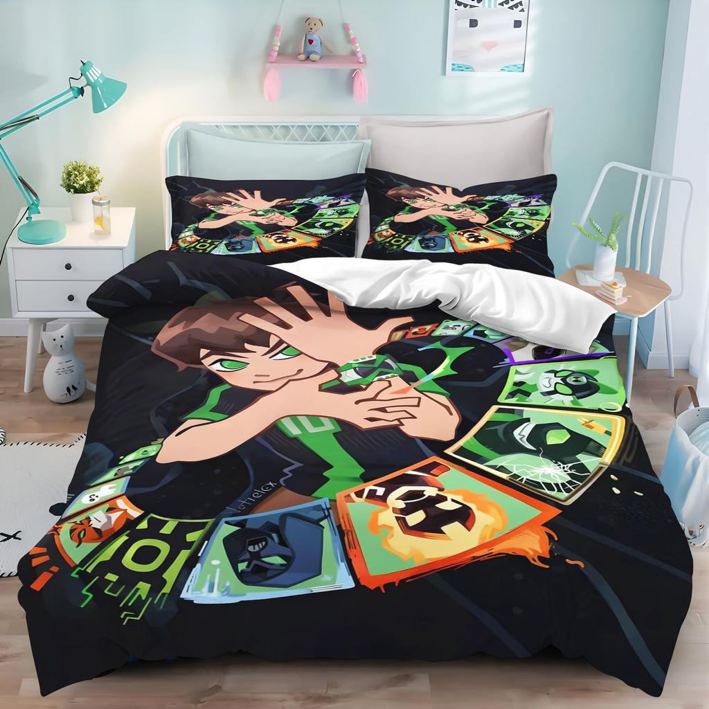 Ben10 Ultimate Alien Cartoon Duvet Cover Set Kids Bedding Set Anime Characters Quilt Cover Soft Bedroom Home Textile For Boys