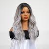 AlAN Long Ombre Dark Root To Gray Wigs Wavy Curly Synthetic Wigs for Women Daily Cospaly Natural Party Heat Resistant