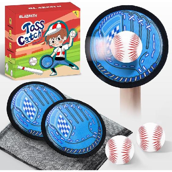 Игровой набор  Брось и поймай  с мягким липким мячом для детей 3-5 лет, перчатка для бейсбола, ловушки-ракетки, мячик для ловли, спортивные игрушки для дома, липкая перчатка-ловушка 2 Blue Paddles 2 Balls