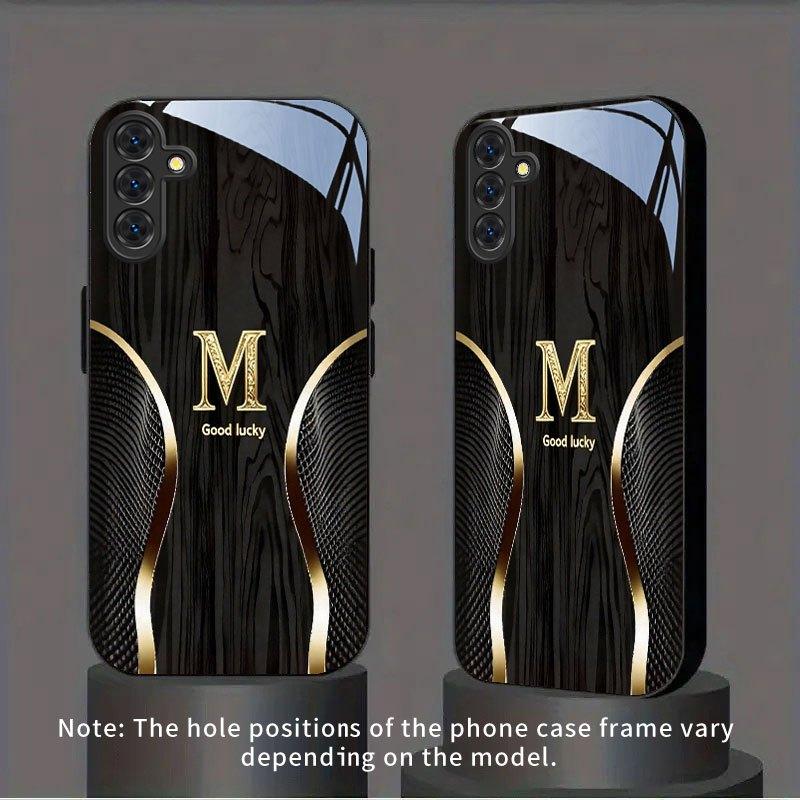 Black gold letters Durable PhoneCase Glass PhoneCase for Samsung Galaxy S26 S25 S24 S23 S22 FE Ultra Plus Men's style Business