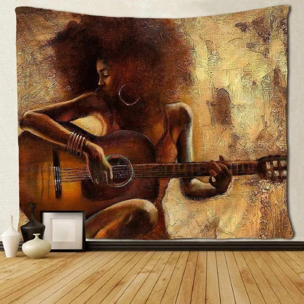 Guitar Music Tapestry Concert Instruments Tapestry Rock Hippie Art Tapestries Wall Hanging Decor for Home Living Bedroom Dorm