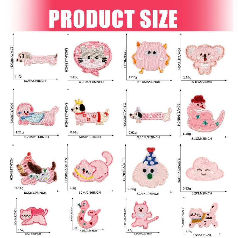 17Pcs Animal Iron On Fabric Patches Adhesive Embroidery Applique For Jackets Backpacks Clothing Decoration Sewing Craft