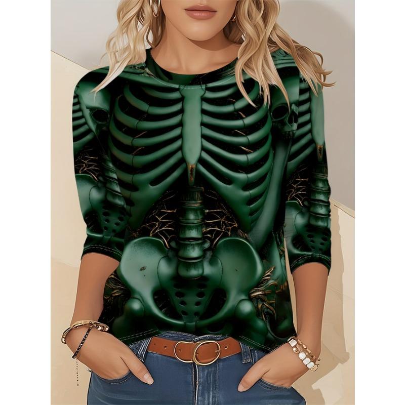 

Взрывной дизайн, Повседневная мода, Универсальная одежда на каждый день, Полный скелет, Сезон осень/зима, Футболка с графическим принтом XL