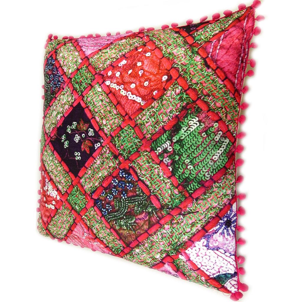 Les Trésors De Lily [P8797] - Etnický polštář 'Boho' růžový vícebarevný (patchwork) - 45 cm