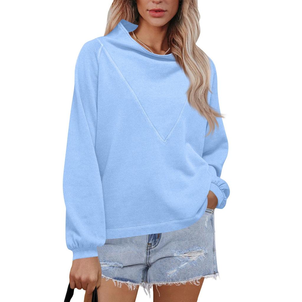 Women's Fashionable Long-sleeved Pullover And Solid-color Sweatshirt