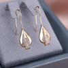 1 Water Pair Drop Glossy Golden Color Dangle Earrings For Women Zircon Wedding Fine Jewelry Vintage Long Earrings