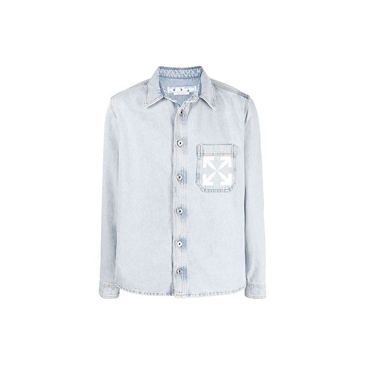 

Off-White Джинсовая рубашка с одной стрелкой Bleach Blue/White Мужские топы OMYD027C99DEN0034001 M