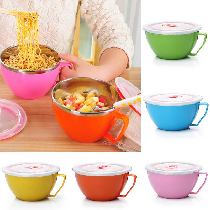 Food Container Stainless Steel Bowl Anti Scalding Rice Salad Noodles Soup Metal