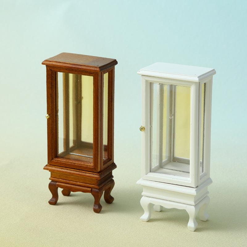 1/12 Dollhouse Simulation Glass Cabinet Cupboard Model Dollhouse Miniature Storage Cabinet Furniture Living Room Decor Toy