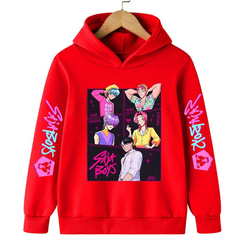 Korean Saja Boys' K-pop Devil Hunter Printed Hooded Sweatshirt, A Fashionable Casual Top for Both Boys and Girls in Autumn