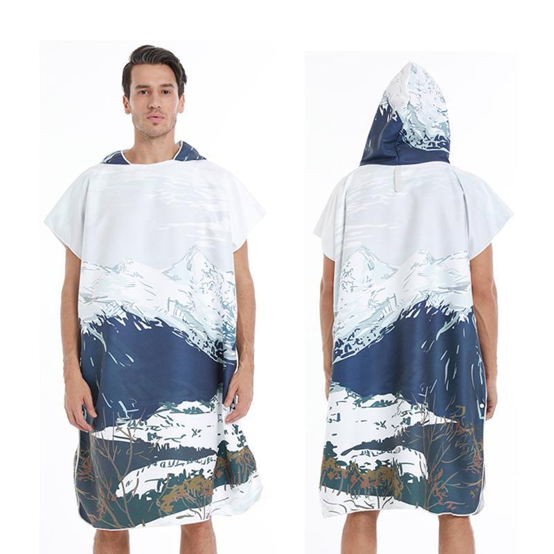 2025 Quick-Dry Hooded Swim Poncho with Zipper - Portable Bathrobe and Beach Towel