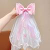 Mesh Girls Head Gauze Bow Colorful Flowing Tulle Gift Super Fairy Veil  Hair Accessories
