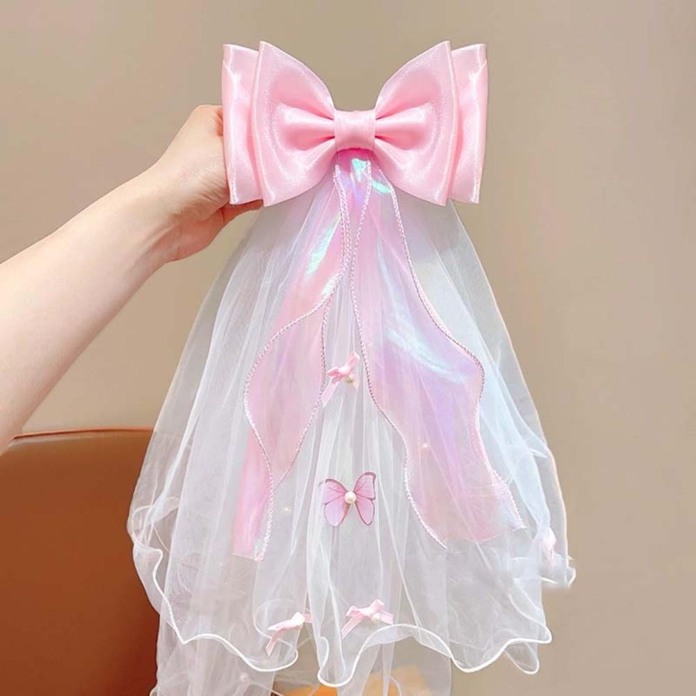 Mesh Girls Head Gauze Bow Colorful Flowing Tulle Gift Super Fairy Veil Hair Accessories