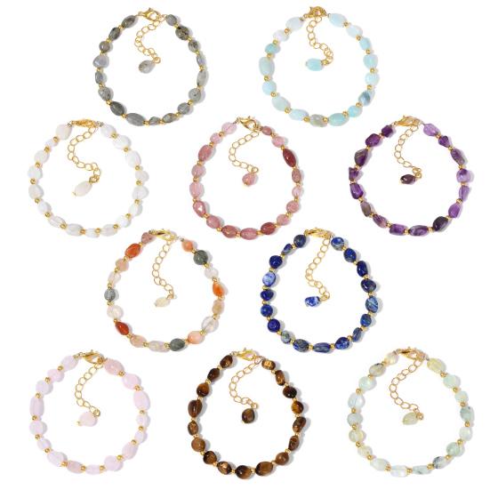Damen Armband Unregelmäßige Natursteinperlen Verstellbare Länge Armband Bequem zu tragen Handgelenk Vielseitiges Accessoire