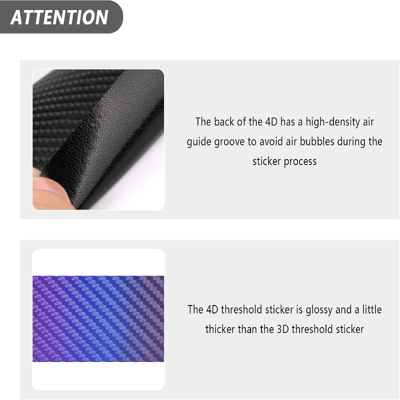 4Pcs Universal Carbon Fiber Leather Car Door Sill Protection Film Diy Paste Waterproof Anti Scratch Strip Car Sticker