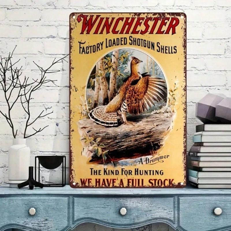 Vintage Winchester Munition Metallschild, Jagdhütte Wandkunst