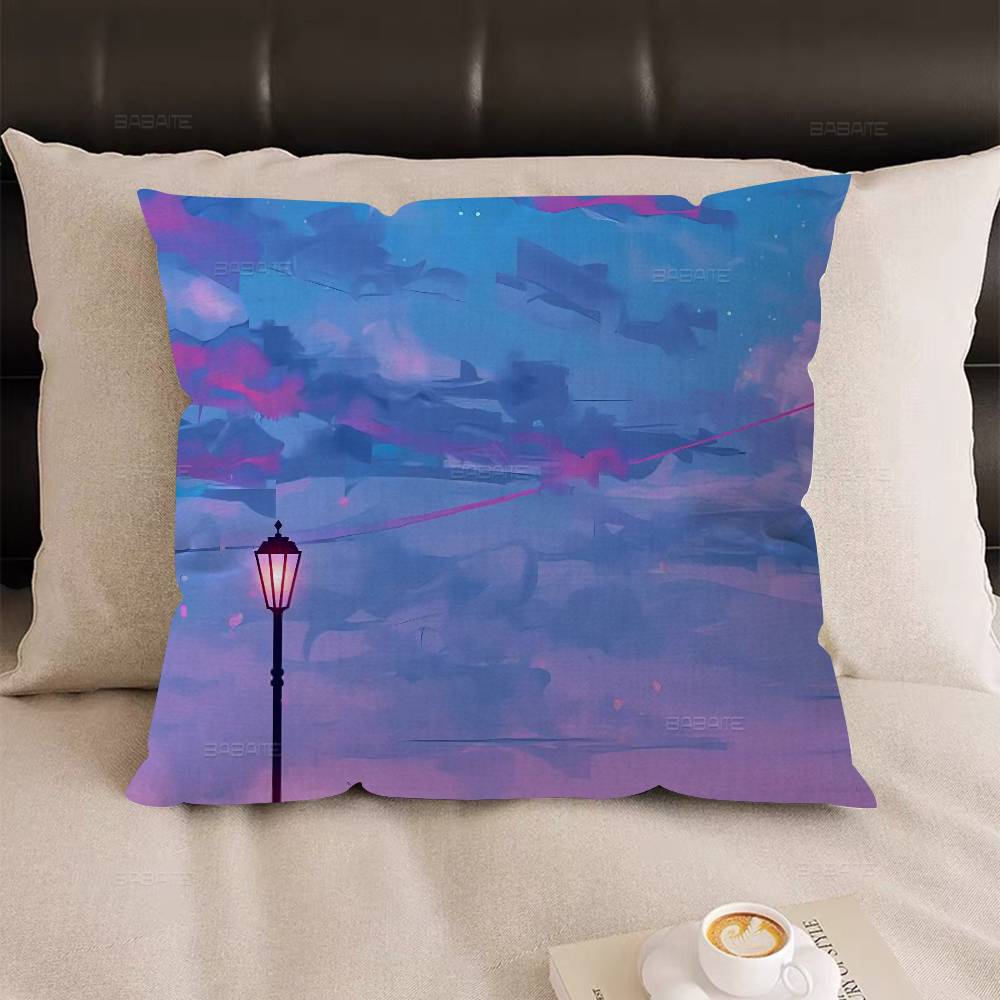 Pink Pastel Anime Moon Office Cushion Pillowcase Car Cushion Cover45X45CM Lumbar Pillowcase Sofa Pillowcover
